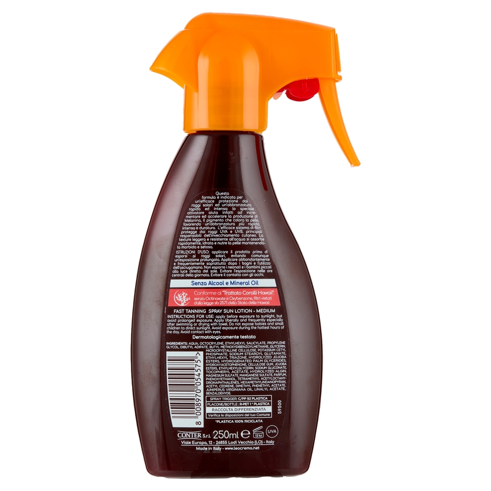 Leocrema Solare Abbronzatura Rapida SPF 20 Media Spray Solare 250 ml